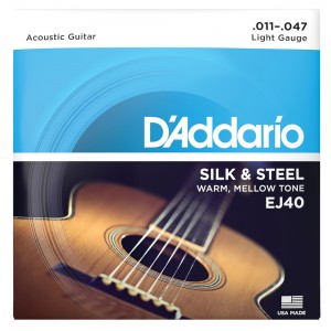 D'Addario EJ40 Silk & Steel Folk Guitar Strings, 11-47